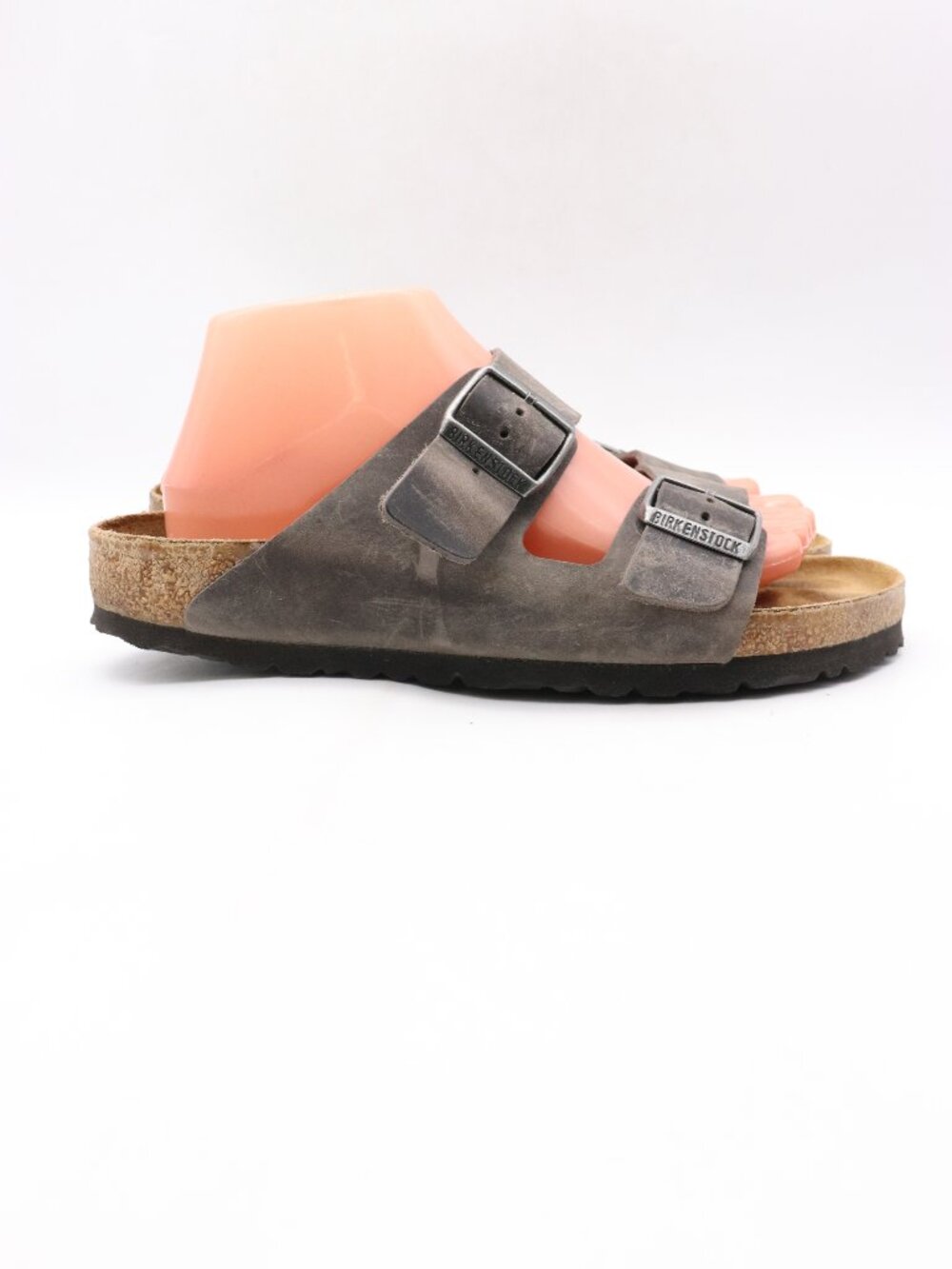 Birkenstock Arizona Gray Leather Men's 7 Women's 9 EU 40 Soft Footbed Sandals